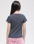 Barbie Short Sleeve T-Shirt Stripe Barbie With Sunglasses