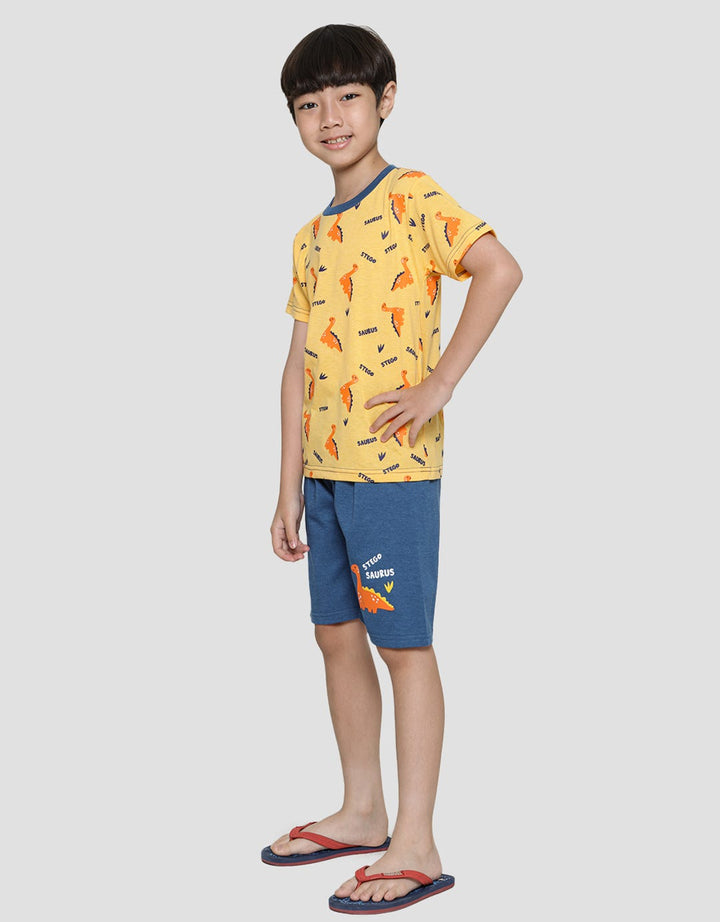 Little M Dino Print Set Pakaian Anak Laki-laki