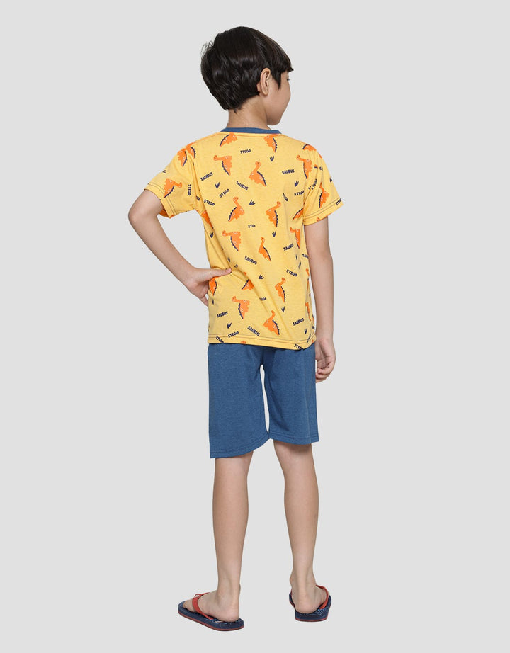 Little M Dino Print Set Pakaian Anak Laki-laki