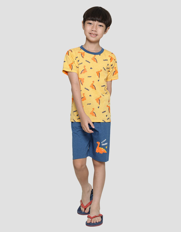 Little M Dino Print Set Pakaian Anak Laki-laki
