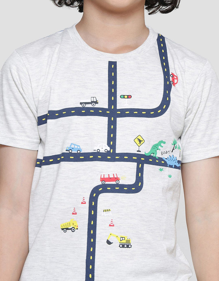 Little M Dino Kaos Lengan Pendek Anak Laki-laki