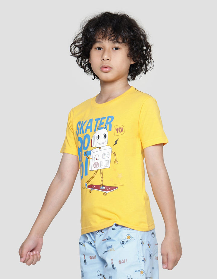 Little M Robot Print Kaos Anak Laki-laki