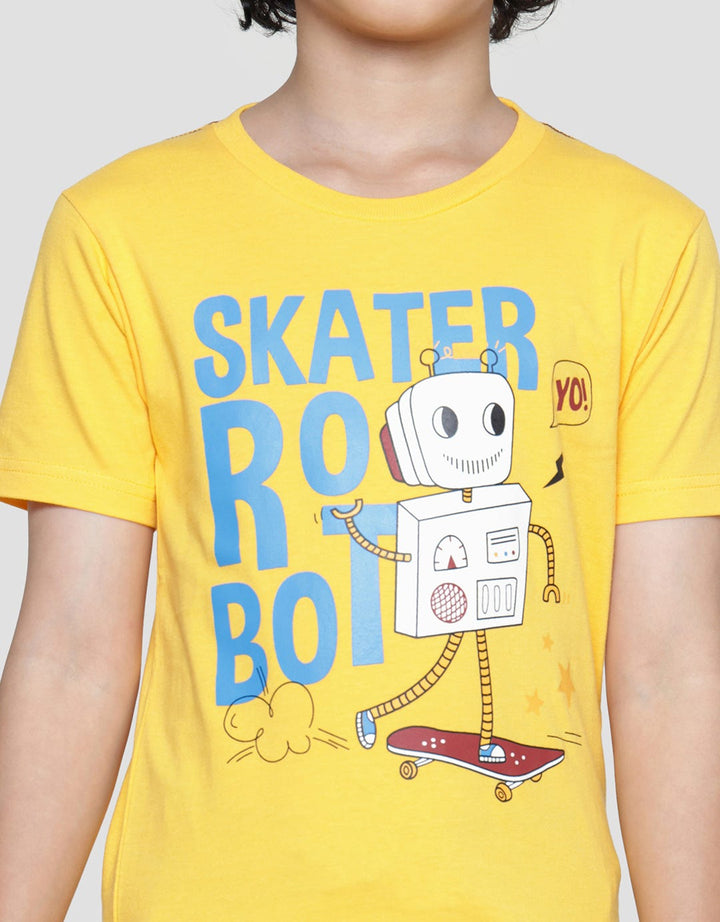 Little M Robot Print Kaos Anak Laki-laki