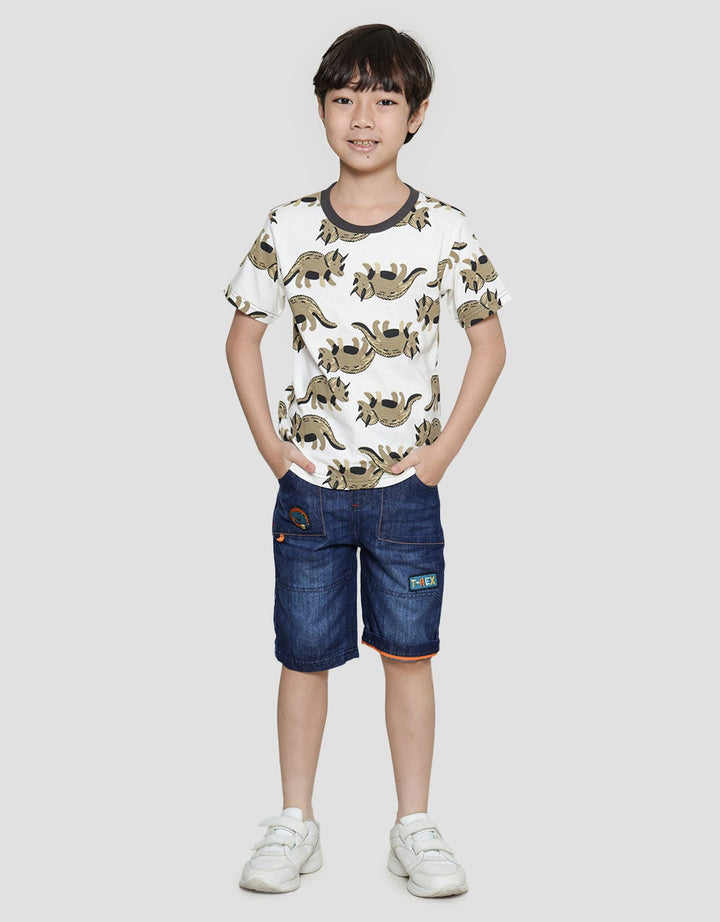 Little M Kaos Lengan Pendek Anak Laki-Laki Print Dino