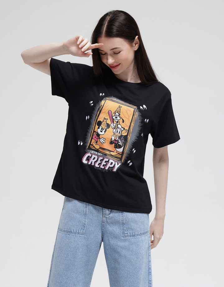 Disney Mickey Halloween Print Kaos Wanita