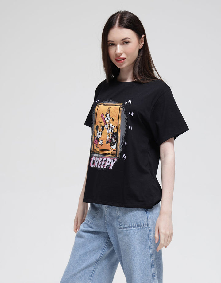 Disney Mickey Halloween Print Kaos Wanita