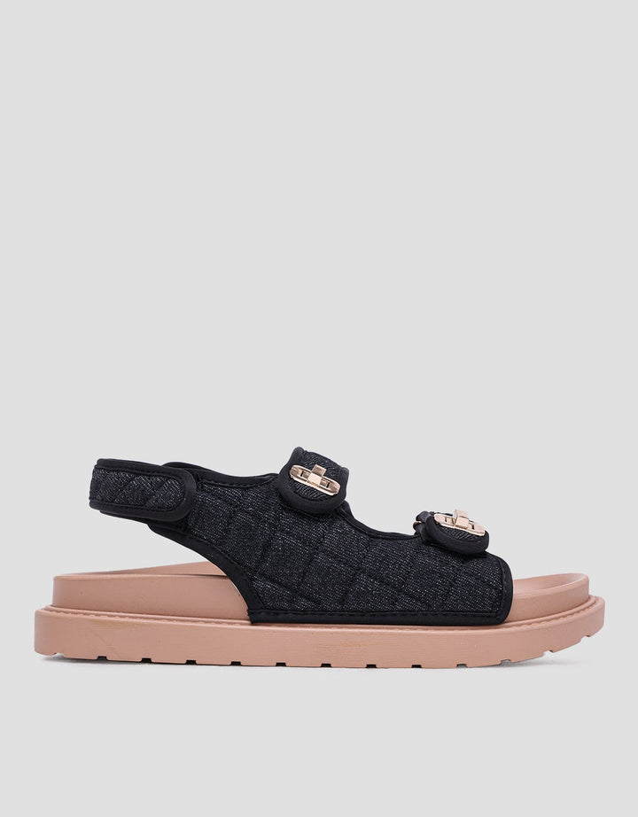 Details Twist Lock Slingback Strap Sandal Wanita