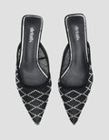 Detail Mule Pointed Toe Sandal Heels Wanita