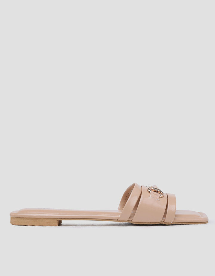 Details Deka Buckle Slipper Sandal Wanita