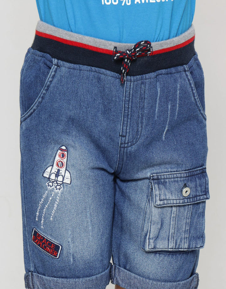 Little M Short Pants 3 Dino Rib Kantong Depan