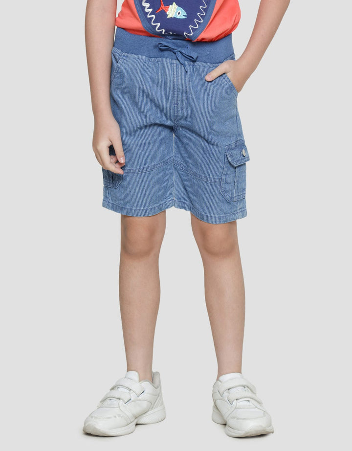 Little M Celana Pendek Denim Stripe Cargo Anak Laki-laki
