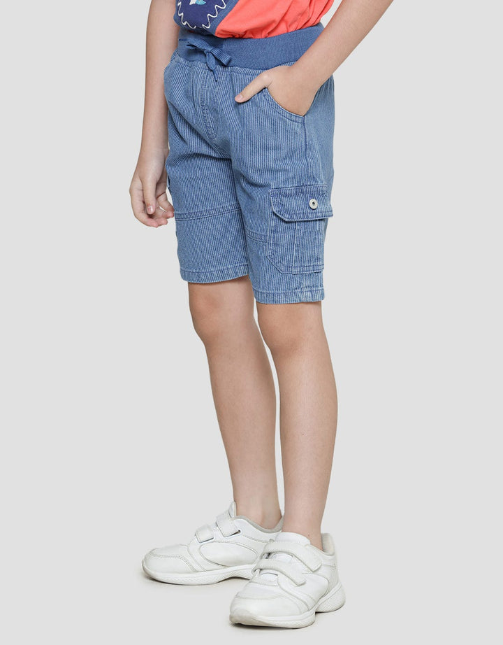 Little M Celana Pendek Denim Stripe Cargo Anak Laki-laki