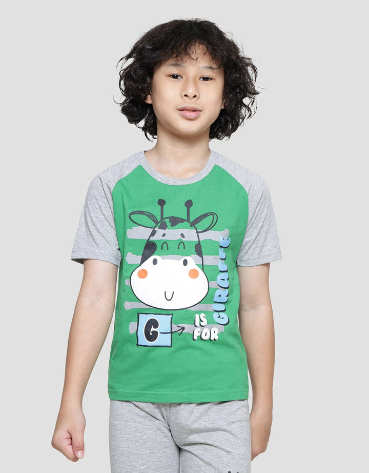 Little M Giraffe Baju Set Raglan Anak Laki-Laki