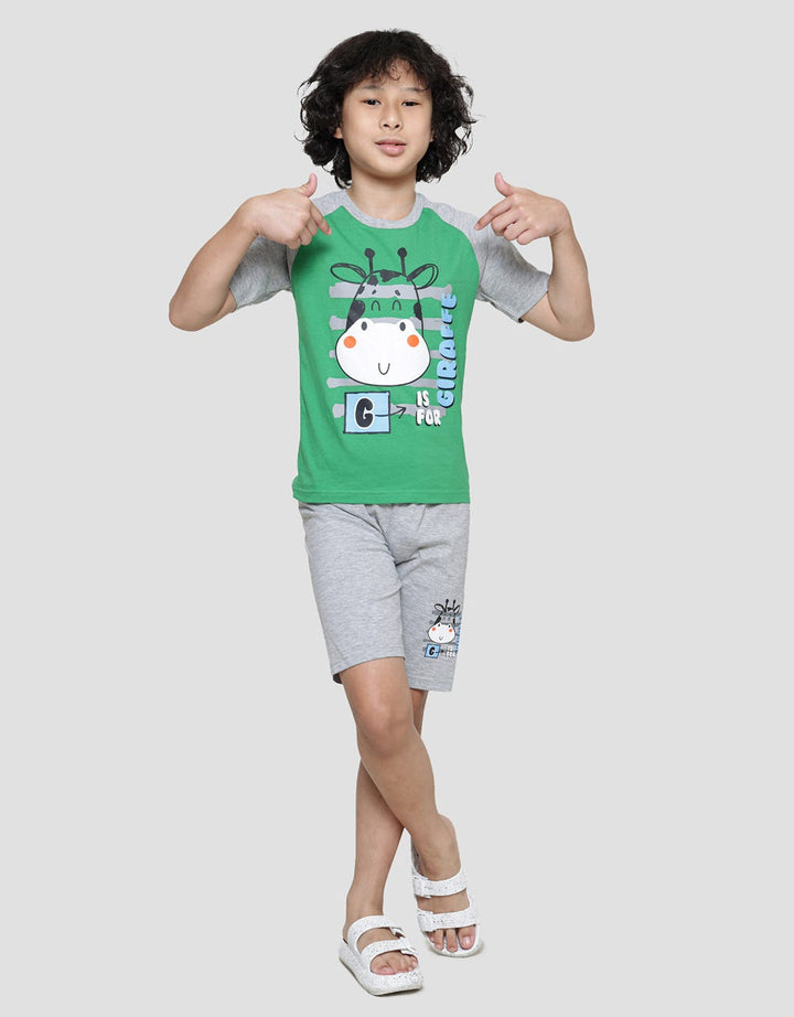 Little M Giraffe Baju Set Raglan Anak Laki-Laki