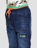 Little M Boys Rib Waist Dino Denim Shorts