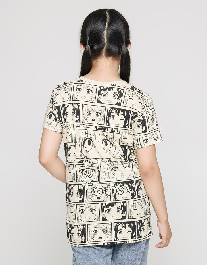 Nevada Print Anime Collage Kaos Anak Perempuan