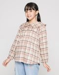 Nevada Long Sleeve Shirt Round Collar Checker Blouse