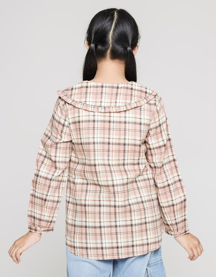 Nevada Long Sleeve Shirt Round Collar Checker Blouse