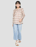 Nevada Long Sleeve Shirt Round Collar Checker Blouse
