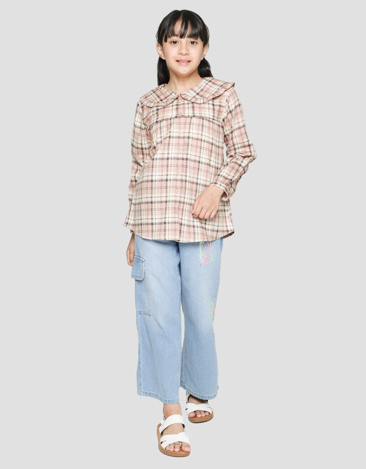 Nevada Long Sleeve Shirt Round Collar Checker Blouse