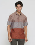Cardinal Casual Kemeja Lengan Pendek Pria Print Garis
