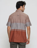 Cardinal Casual Kemeja Lengan Pendek Pria Print Garis