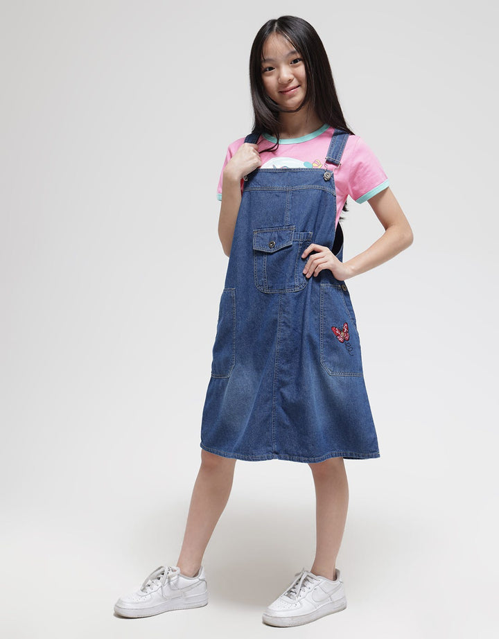 Nevada Overall Denim Midi Dress Anak Perempuan