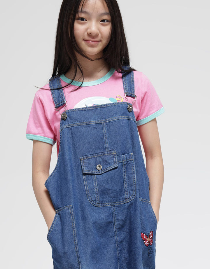 Nevada Overall Denim Midi Dress Anak Perempuan