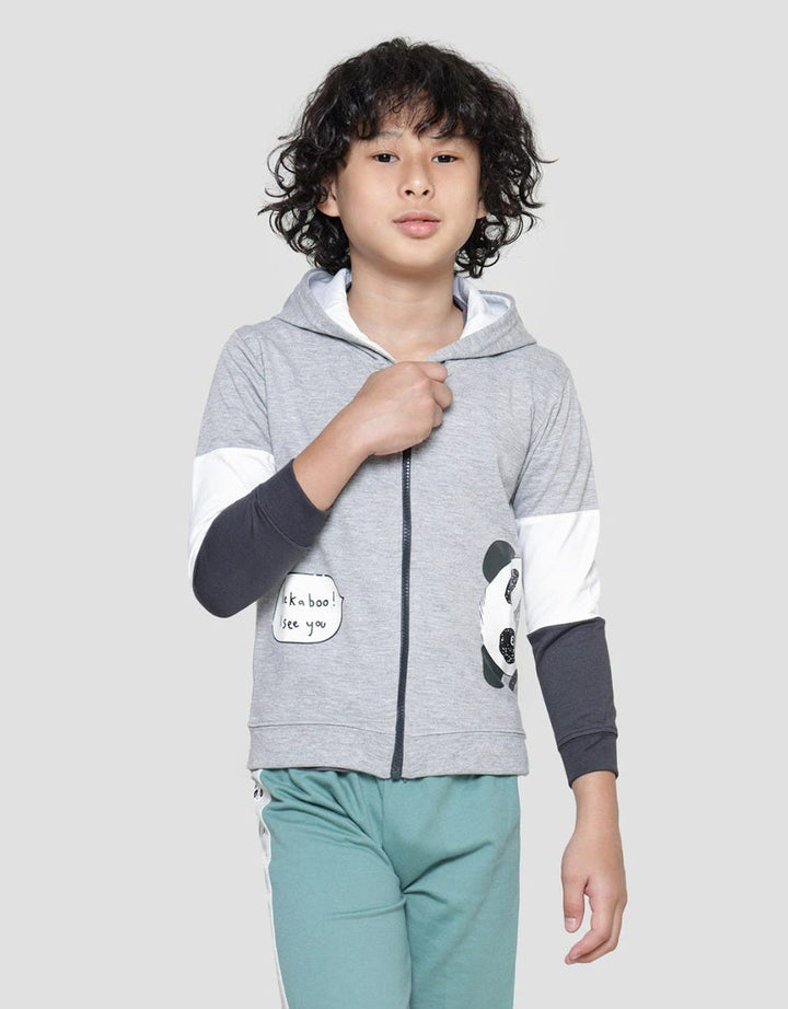 Little M Jaket Terry Panda Aplikasi Anak Laki-laki
