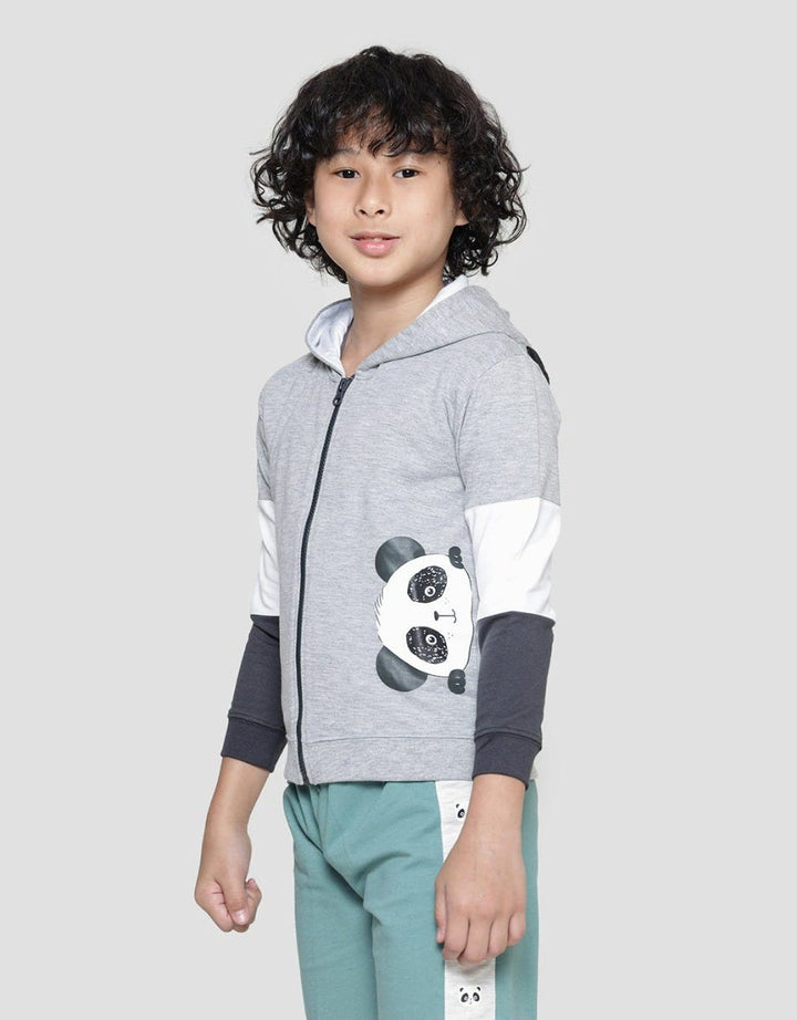 Little M Jaket Terry Panda Aplikasi Anak Laki-laki