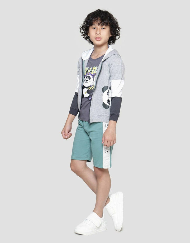 Little M Jaket Terry Panda Aplikasi Anak Laki-laki