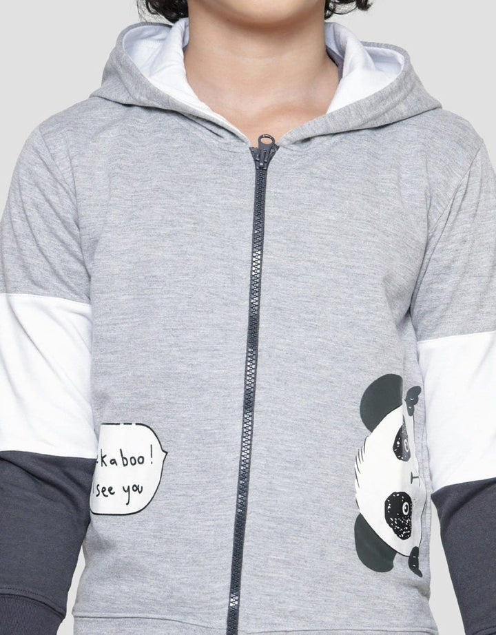 Little M Jaket Terry Panda Aplikasi Anak Laki-laki