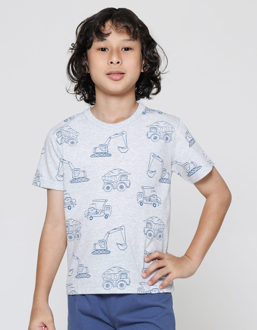 Little M Print Truck Kaos Lengan Pendek Anak Laki-Laki