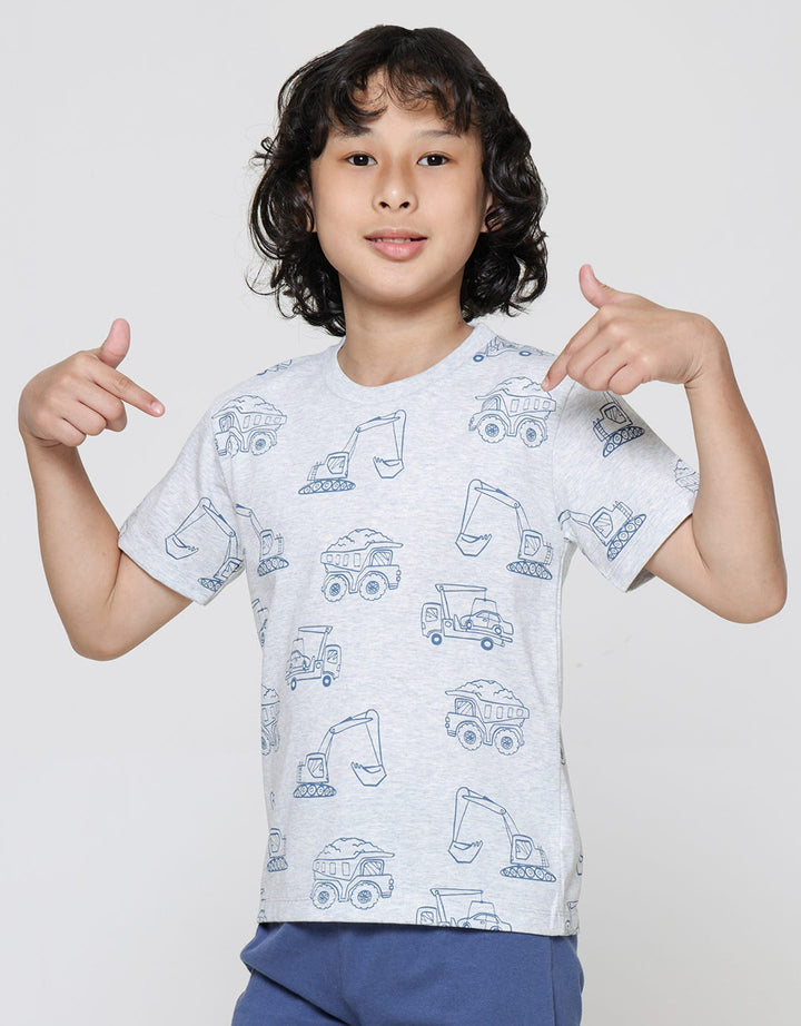 Little M Print Truck Kaos Lengan Pendek Anak Laki-Laki