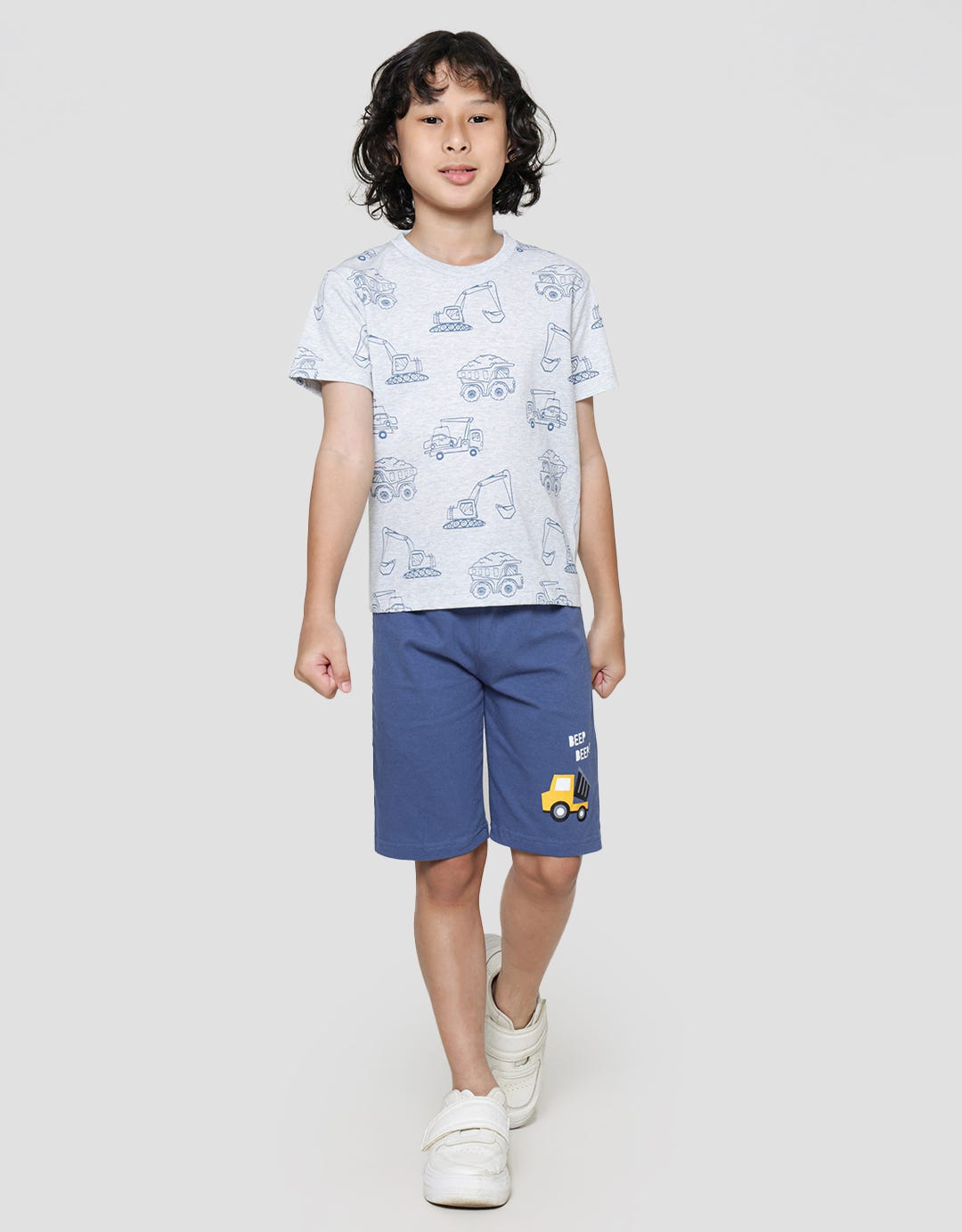 Little M Print Truck Kaos Lengan Pendek Anak Laki-Laki