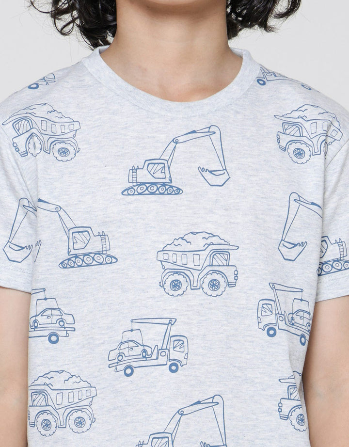 Little M Print Truck Kaos Lengan Pendek Anak Laki-Laki