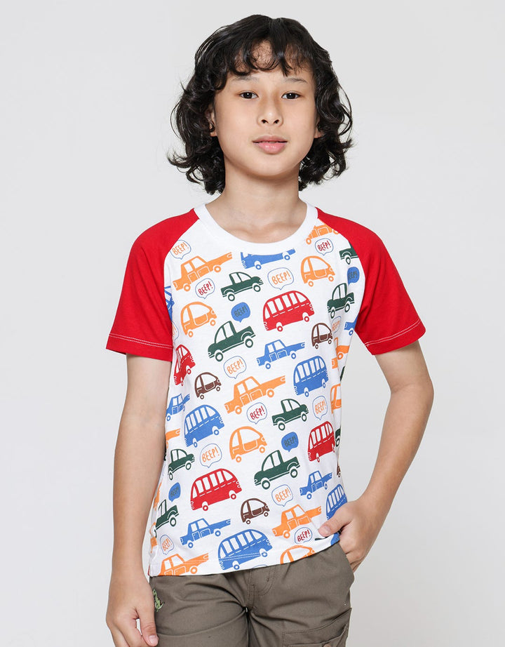 Little M Print Car Kaos Raglan Anak Laki-Laki