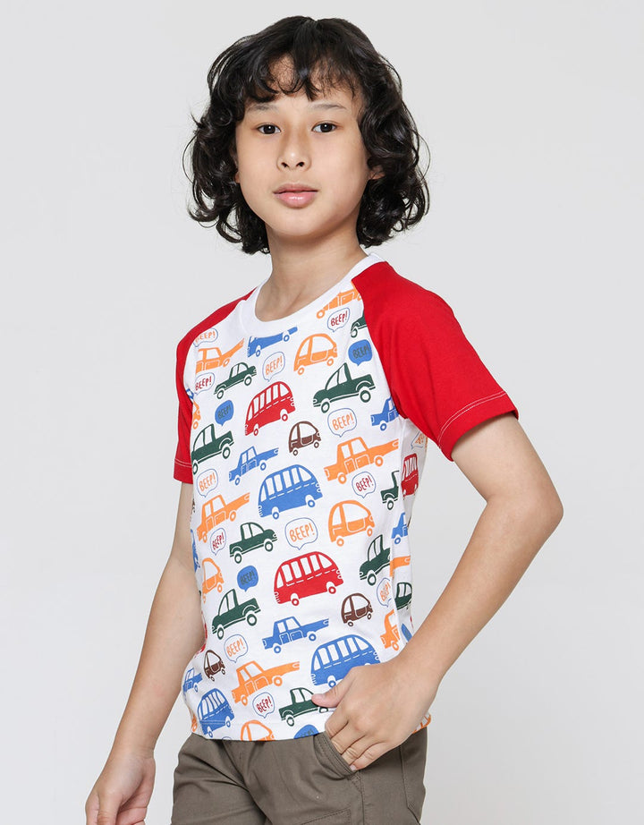 Little M Print Car Kaos Raglan Anak Laki-Laki