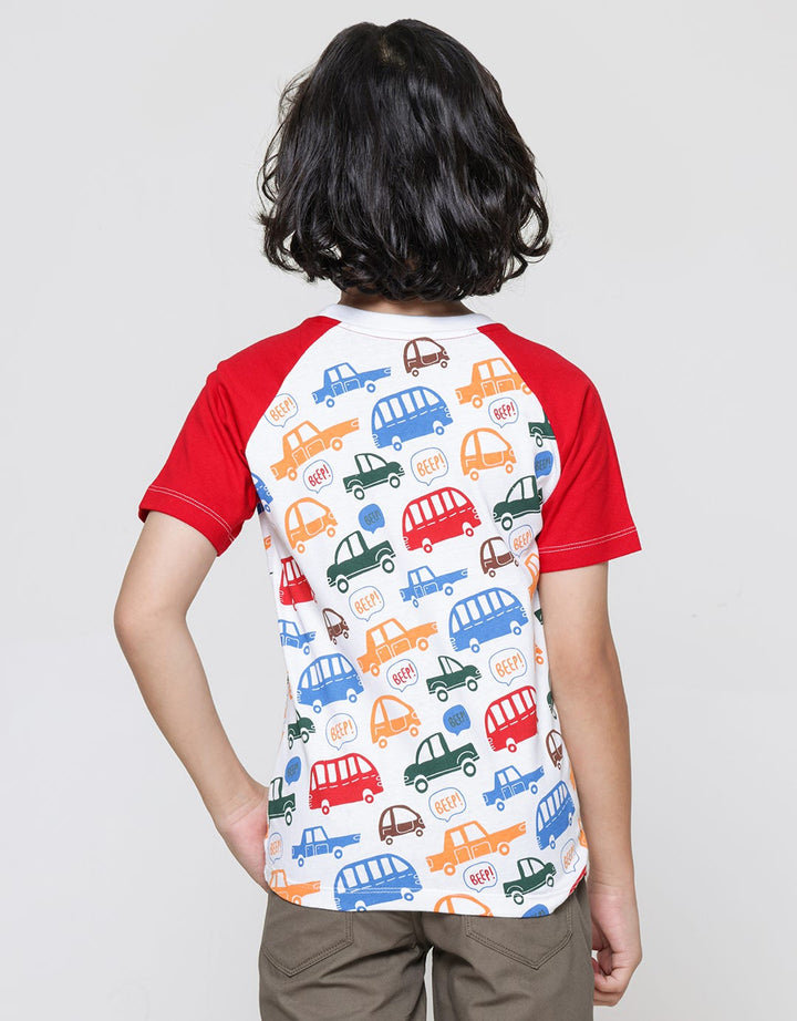 Little M Print Car Kaos Raglan Anak Laki-Laki