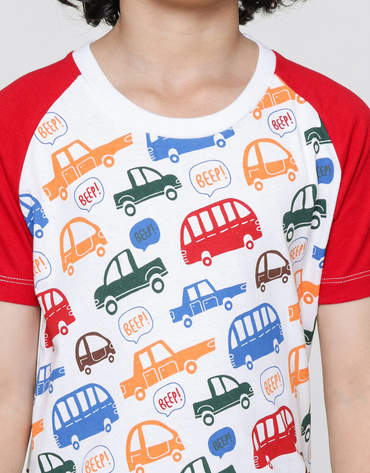 Little M Print Car Kaos Raglan Anak Laki-Laki