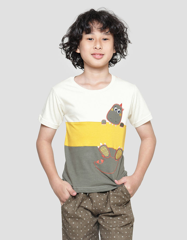 Little M Dino Sewn Kaos Anak Laki-laki