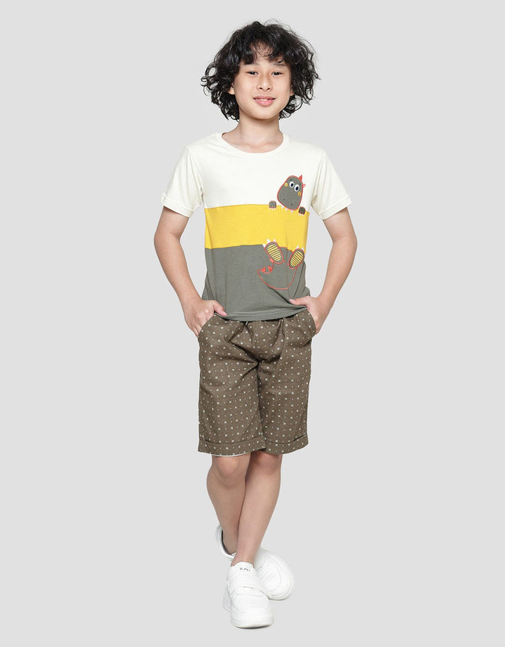Little M Dino Sewn Kaos Anak Laki-laki