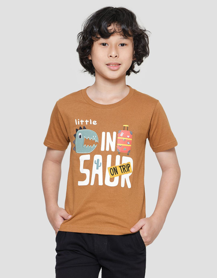 Little M Boys Short Sleeve T-shirt Dinosaur Print Application