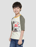 Little M Kaos Lengan Pendek Anak Laki-Laki 3/4 Raglan Aplikasi