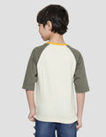 Little M Kaos Lengan Pendek Anak Laki-Laki 3/4 Raglan Aplikasi