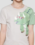 Little M Kaos Lengan Pendek Anak Laki-laki Print Dino Sambung Aplikasi