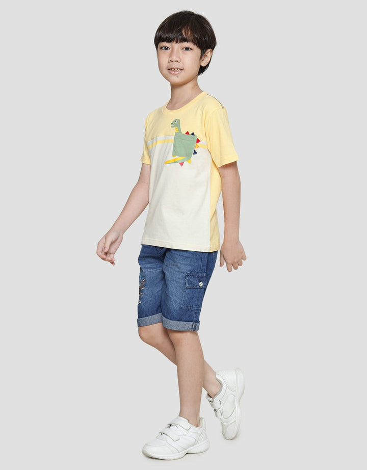 Little M Dino Pocket Kaos Anak Laki-laki