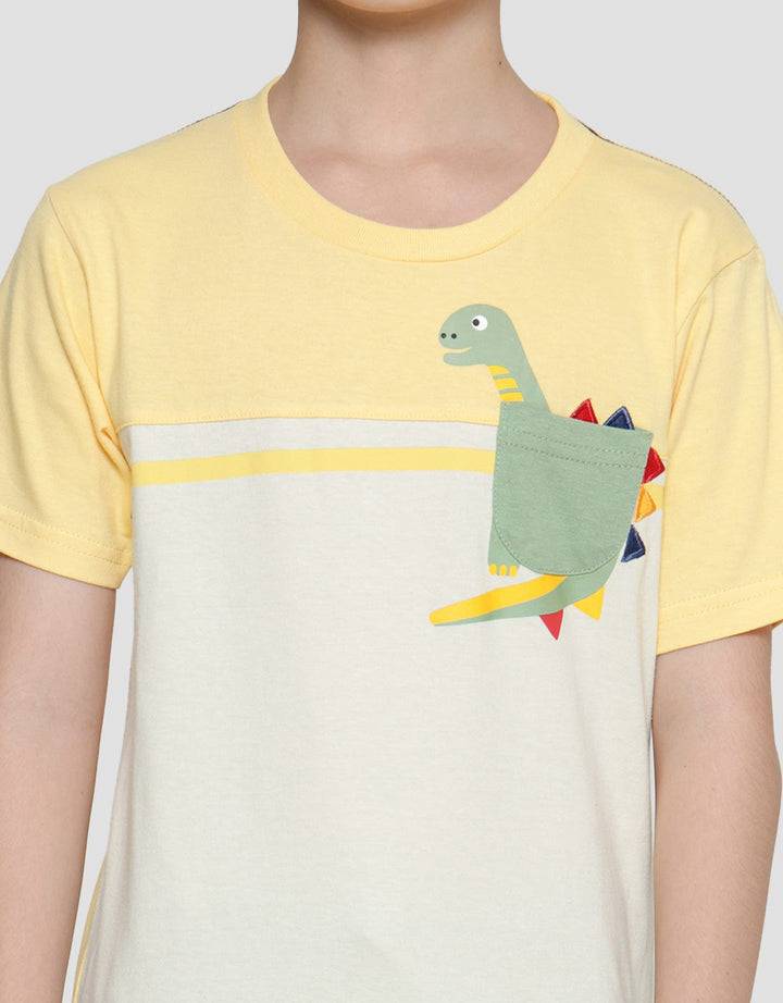Little M Dino Pocket Kaos Anak Laki-laki
