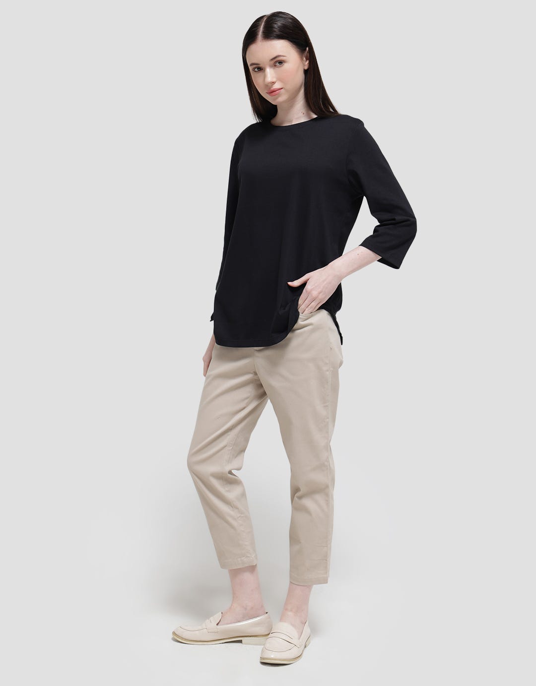 Anyday Long Sleeve Solid T-Shirt