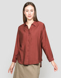 Anyday Long Sleeve Asymmetric Blouse Plain